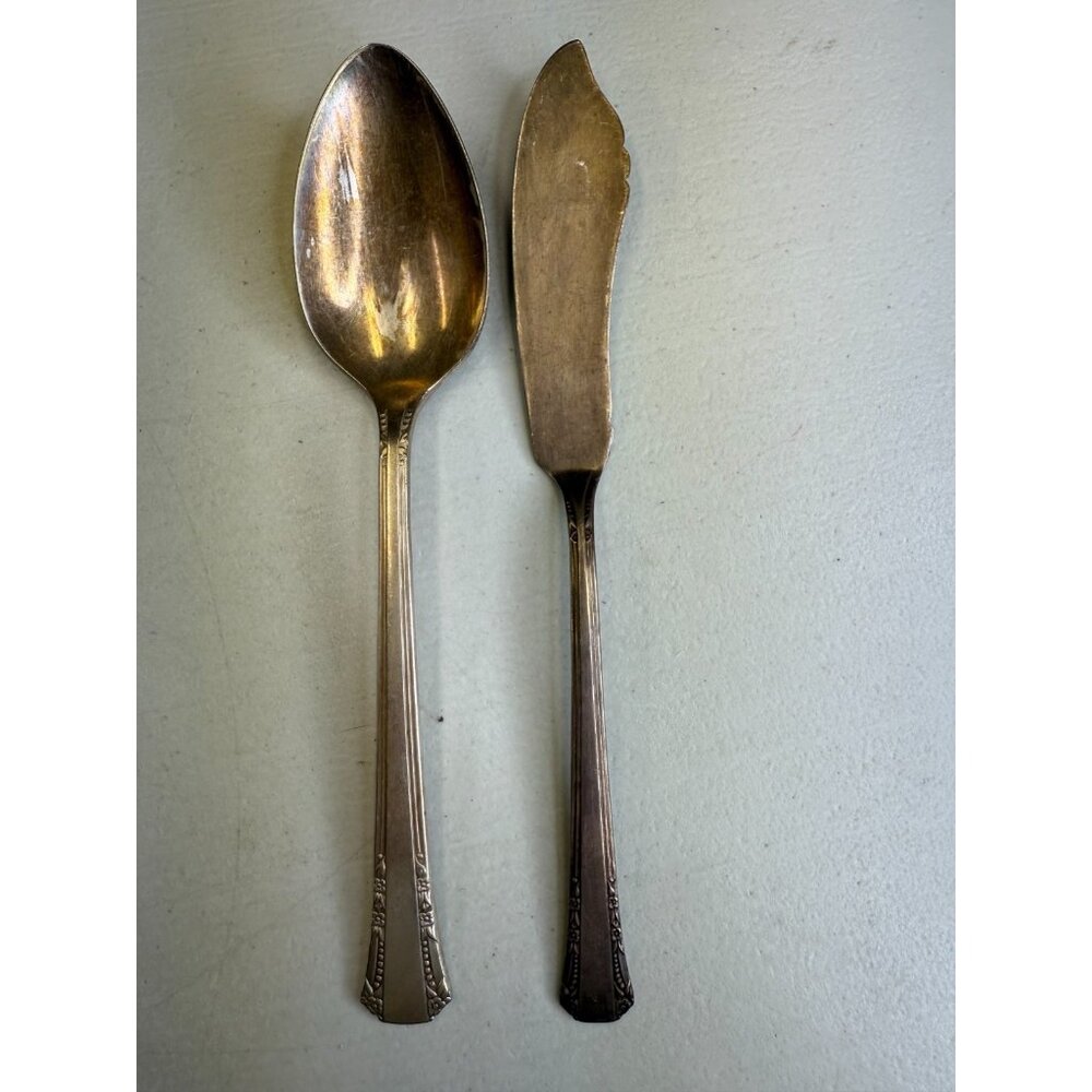 1881 Rogers DEL MAR pattern silverplate Spoon & Butter knife 1939 Oneida